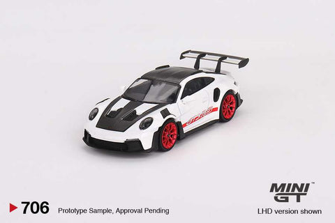 Mini GT 1/64 Porsche 911 (992) GT3 RS Weissach Package White with Pyro Red LHD