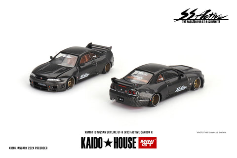 Kaido House x MINI GT Nissan Skyline GT-R (R33) Active Carbon R