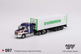 Mini GT 1/64  Western Star 49X Blue w/ 40' reefer container EVERGREEN LHD