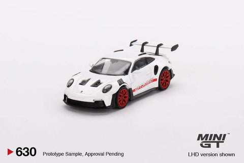Mini GT 1/64 Porsche 911(992) GT3 RS White with Pyro Red Accent Pacakge LHD