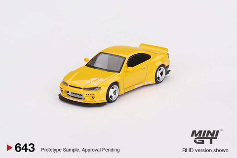 Mini GT 1/64 Nissan Silvia S15 Rocket bunny Bronze Yellow LHD