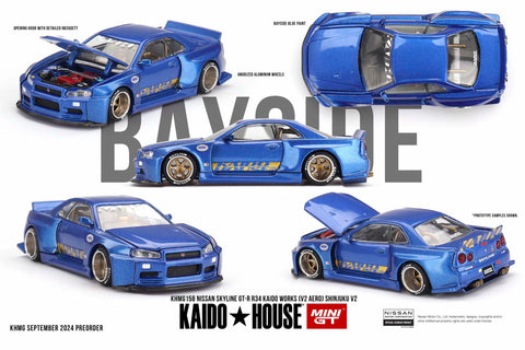 Mini GT 1/64 X Kaido House Nissan Skyline GT-R (R34) Kaido Works (V2 Aero) SHINJUKU V2