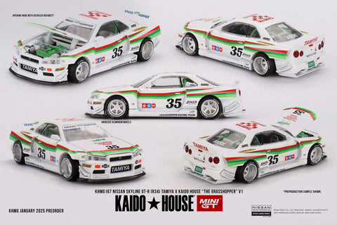 Kaido House x Mini GT Nissan Skyline GT-R (R34) TAMIYA x KAIDO HOUSE "The GRASSHOPPER" V1"