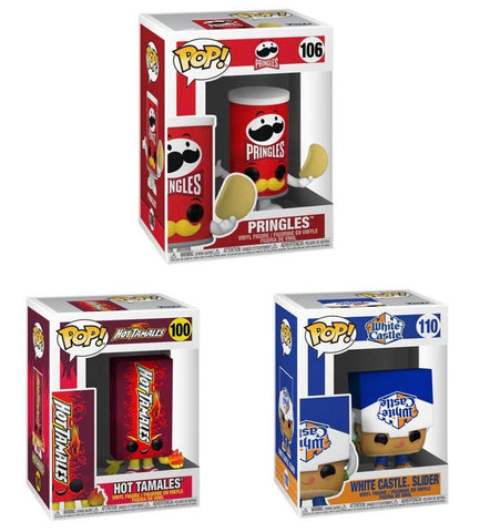 Funko Pop! Foodies:  White Castle Slider, Pringles Can & Hot Tamales Set of 3