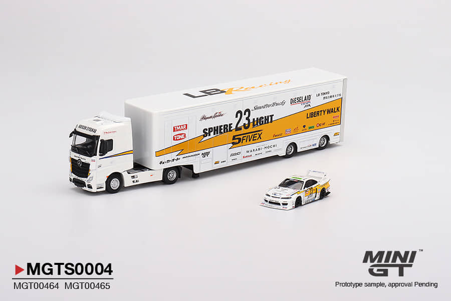 Mini Gt Set Mini GT 1/64 LB racing transporter set (included 1 transporter and 1 car)