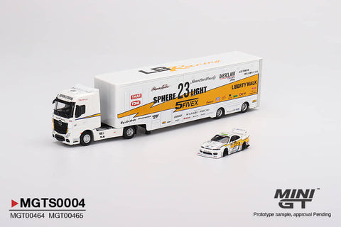 Mini GT 1/64 LB racing transporter set (included 1 transporter and 1 car)