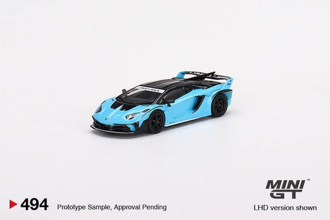 Mini GT 1/64 Lamborghini LB Silhouette WORKS Aventador GT EVO Baby Blue LHD