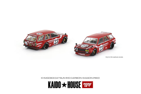 Kaido House x MINI GT Datsun KAIDO 510 Wagon Carbon fiber ver 1 Red